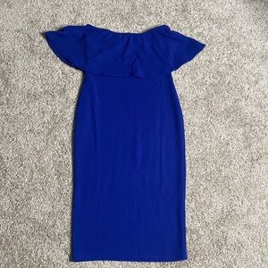Off shoulder strapless  flare cute sexy blue dress size M